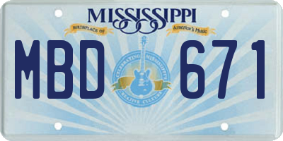 MS license plate MBD671