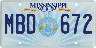 MS license plate MBD672