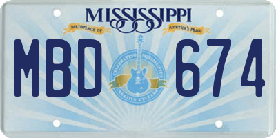 MS license plate MBD674