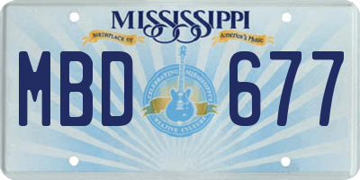 MS license plate MBD677