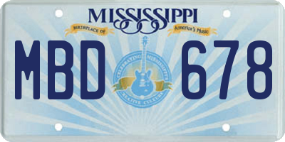 MS license plate MBD678