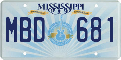 MS license plate MBD681