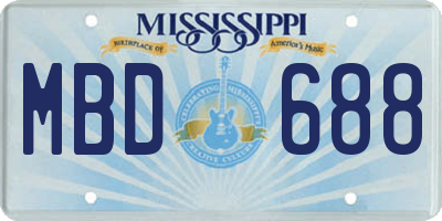 MS license plate MBD688