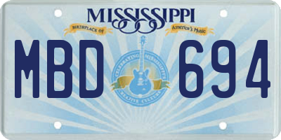 MS license plate MBD694