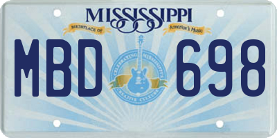 MS license plate MBD698