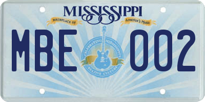 MS license plate MBE002