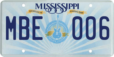 MS license plate MBE006