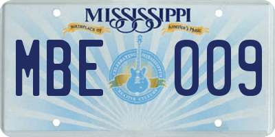 MS license plate MBE009