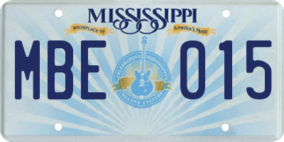 MS license plate MBE015