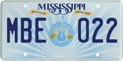 MS license plate MBE022