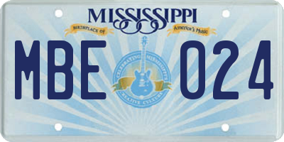 MS license plate MBE024