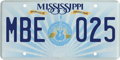 MS license plate MBE025