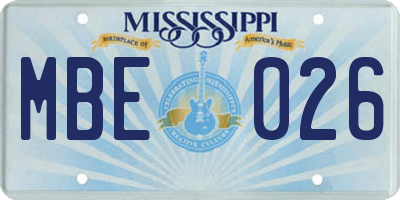 MS license plate MBE026