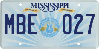 MS license plate MBE027