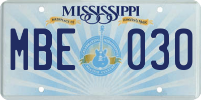 MS license plate MBE030