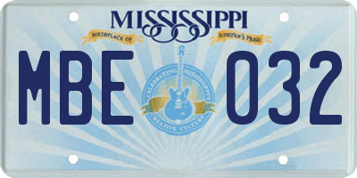 MS license plate MBE032