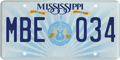 MS license plate MBE034