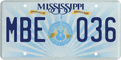 MS license plate MBE036
