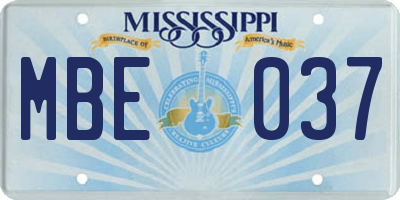 MS license plate MBE037