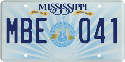 MS license plate MBE041