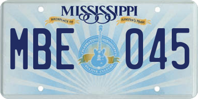 MS license plate MBE045