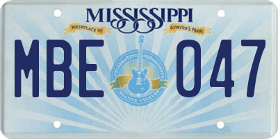 MS license plate MBE047