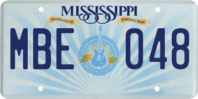 MS license plate MBE048