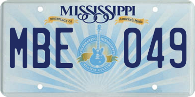 MS license plate MBE049