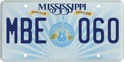 MS license plate MBE060