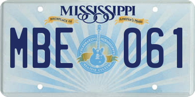 MS license plate MBE061