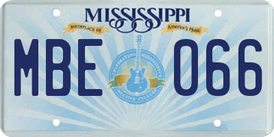MS license plate MBE066