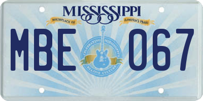 MS license plate MBE067