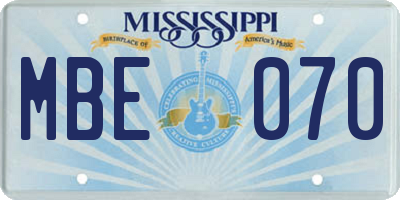 MS license plate MBE070