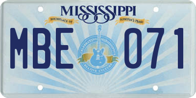MS license plate MBE071