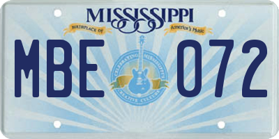 MS license plate MBE072