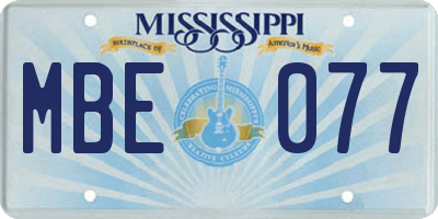 MS license plate MBE077