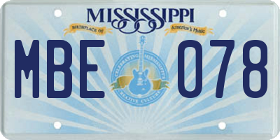 MS license plate MBE078