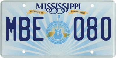 MS license plate MBE080