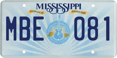 MS license plate MBE081