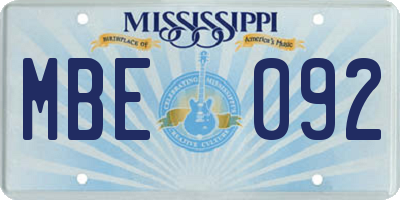 MS license plate MBE092