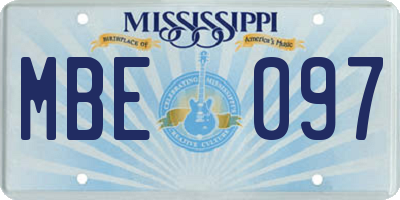MS license plate MBE097