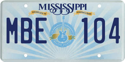 MS license plate MBE104