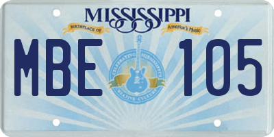 MS license plate MBE105