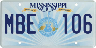 MS license plate MBE106