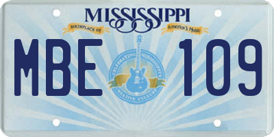 MS license plate MBE109