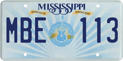 MS license plate MBE113