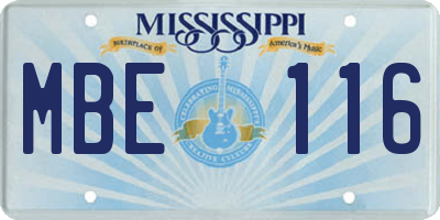MS license plate MBE116