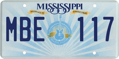 MS license plate MBE117