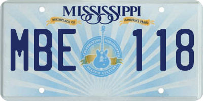 MS license plate MBE118