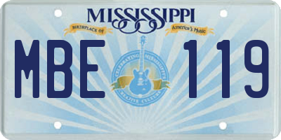 MS license plate MBE119